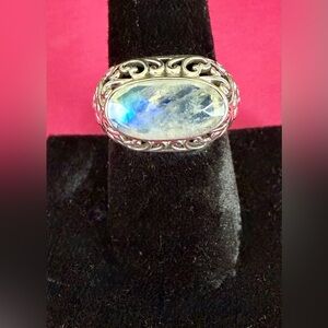 Nicky Butler Filagree .925 Sterling Silver - Flashy Moonstone Ring _ Size 8